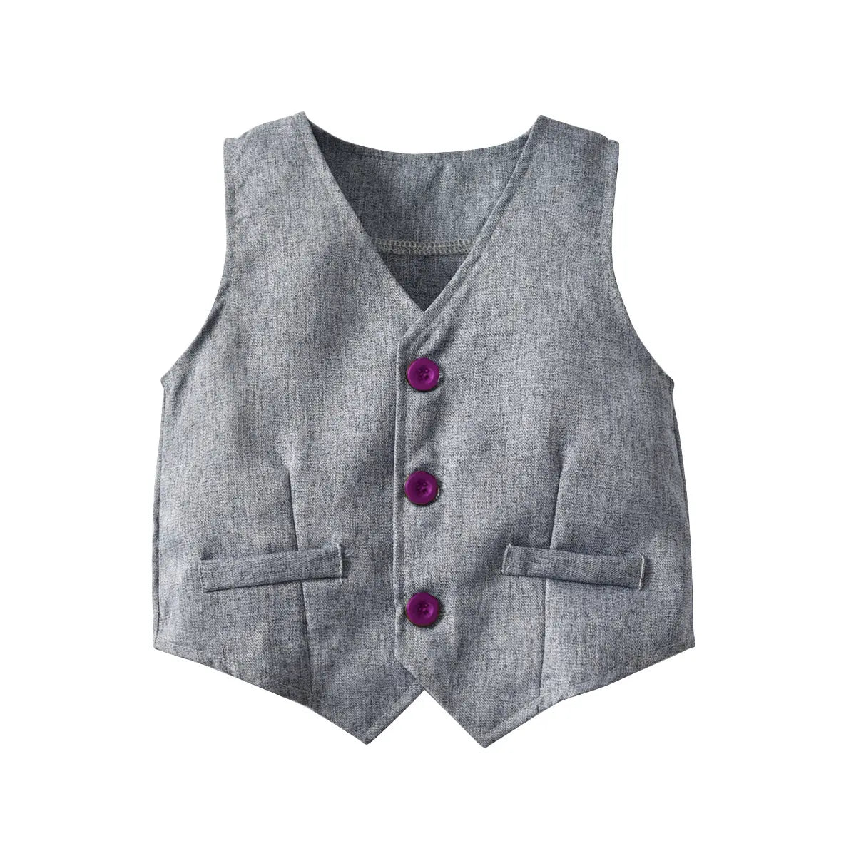 Boy's Grey Formal Tuxedo Suit Set with Long Sleeve Shirt