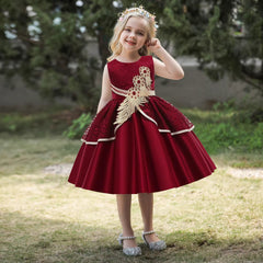 Girl's Red Sleeveless Lace Dress Fashion Dresses