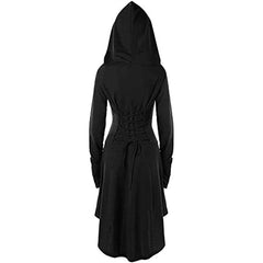 Women's Hooded Robe Enchanting Medieval Cosplay Cloak Black